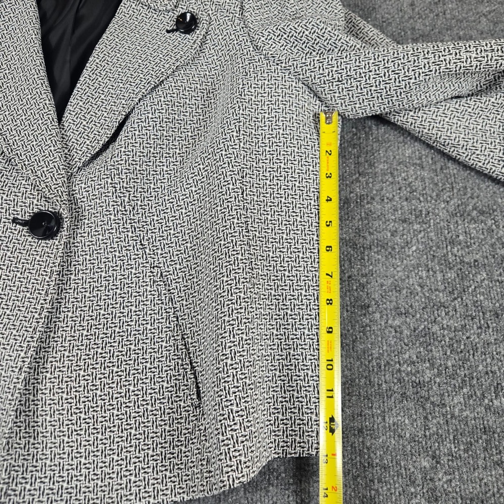 Evan-Picone Blazer Jacket Womens 18W Black White Basketweave Flare Sleeve - Picture 7 of 10